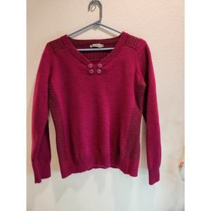 Smartwool Merino Wool Sweater XL Pink Thermal Knit Button‎ Detail Outdoor